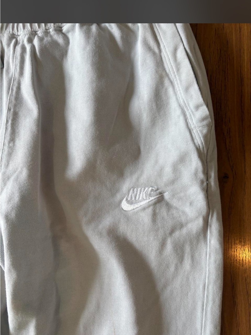 Nike White Embroidered Swoosh Joggers